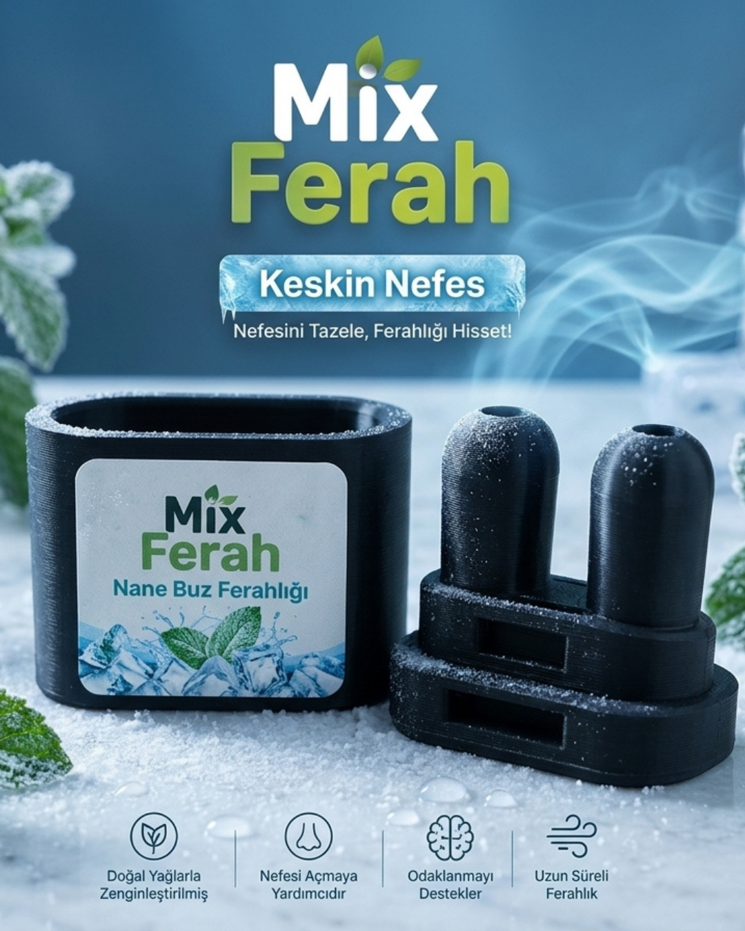 Mix Ferah Aromalı Burun Nefes Açıcı Mango İnhaler Sigara Bırakan, Sınava Çalışan, Spor Yapanların Tercihi