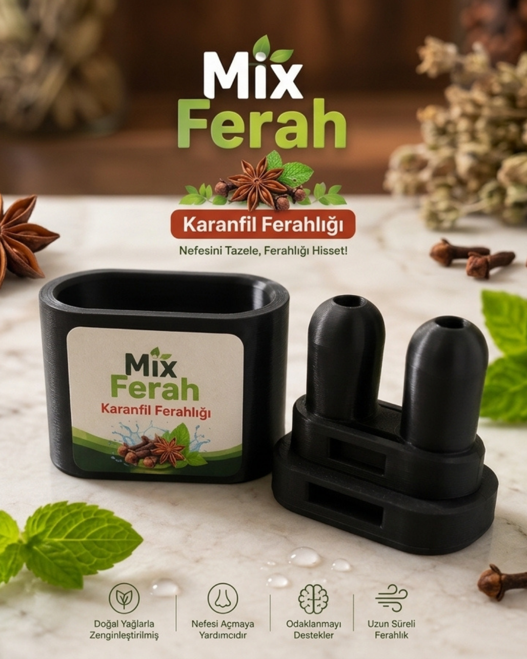 Mix Ferah Aromalı Burun Nefes Açıcı Mango İnhaler Sigara Bırakan, Sınava Çalışan, Spor Yapanların Tercihi
