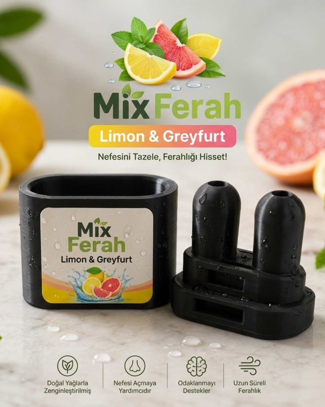 Mix Ferah Aromalı Burun Nefes Açıcı Mango İnhaler Sigara Bırakan, Sınava Çalışan, Spor Yapanların Tercihi