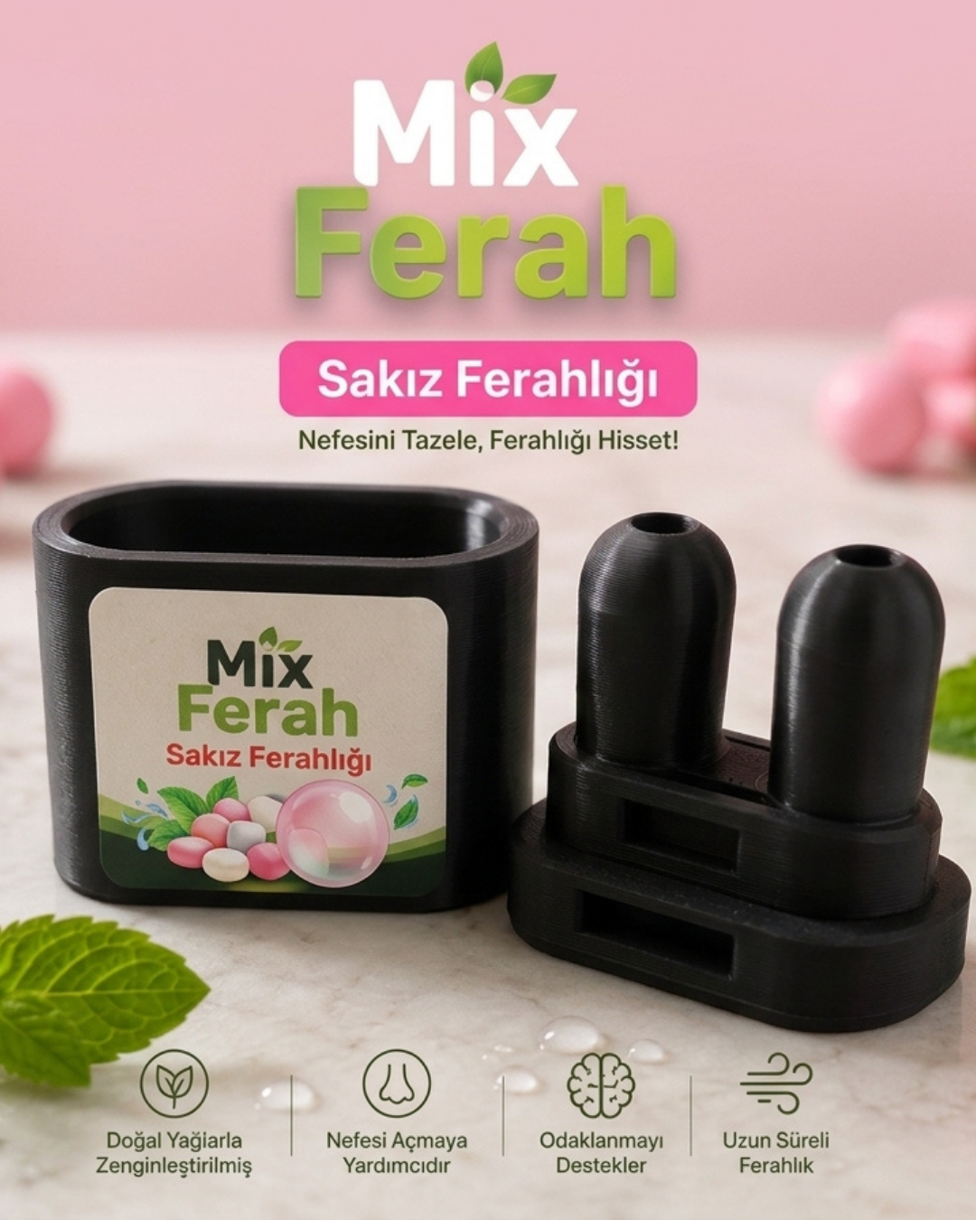 Mix Ferah Aromalı Burun Nefes Açıcı Mango İnhaler Sigara Bırakan, Sınava Çalışan, Spor Yapanların Tercihi