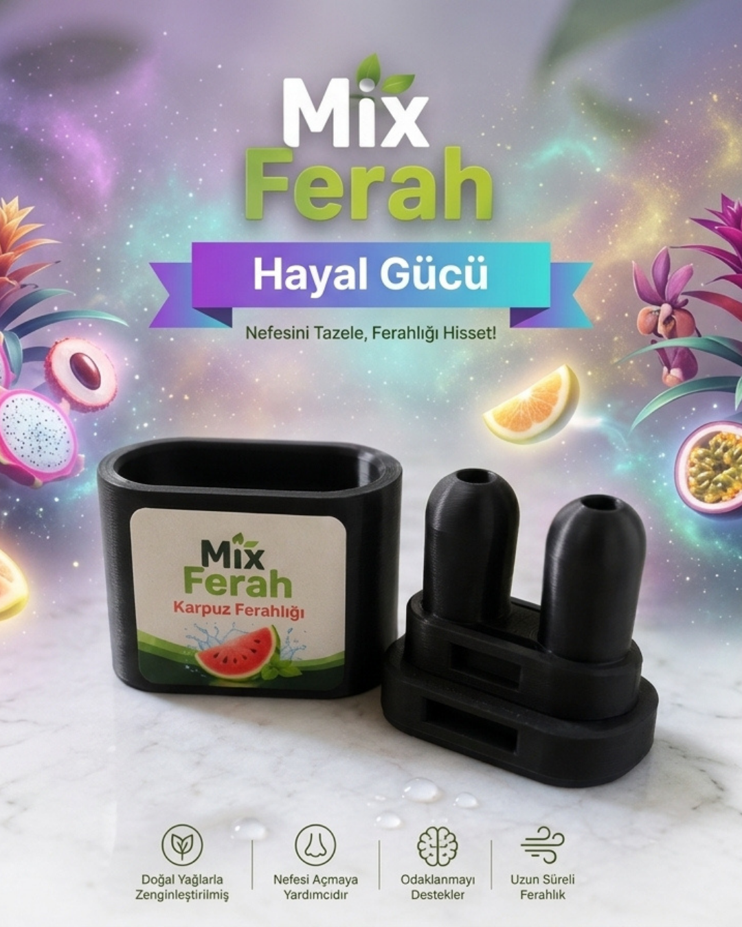Mix Ferah Aromalı Burun Nefes Açıcı Mango İnhaler Sigara Bırakan, Sınava Çalışan, Spor Yapanların Tercihi