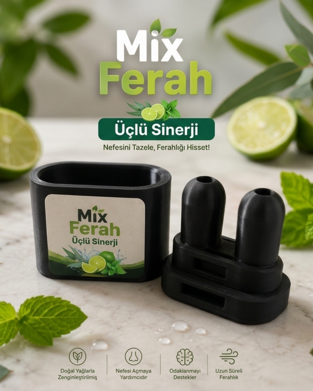 Mix Ferah Aromalı Burun Nefes Açıcı Mango İnhaler Sigara Bırakan, Sınava Çalışan, Spor Yapanların Tercihi