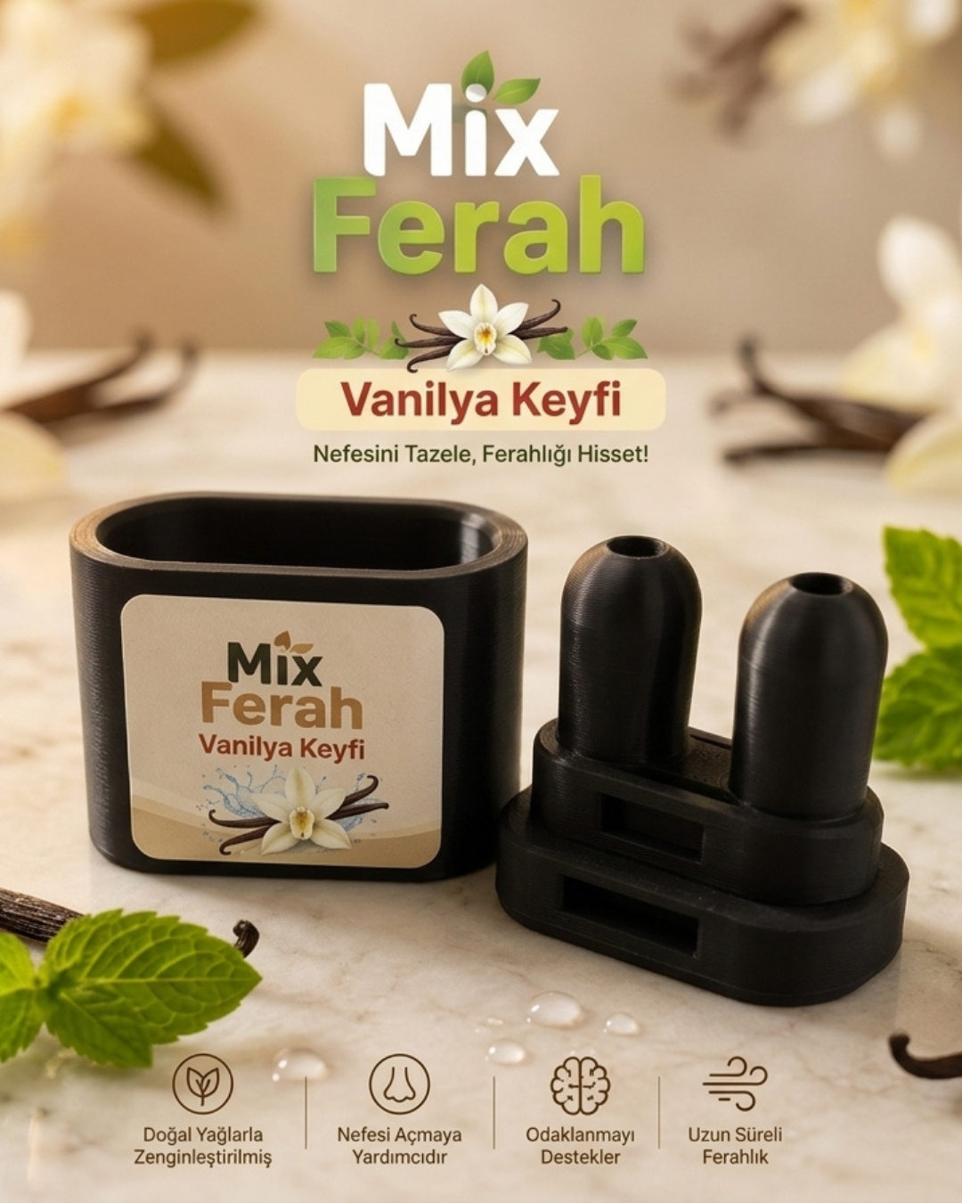 Mix Ferah Aromalı Burun Nefes Açıcı Mango İnhaler Sigara Bırakan, Sınava Çalışan, Spor Yapanların Tercihi